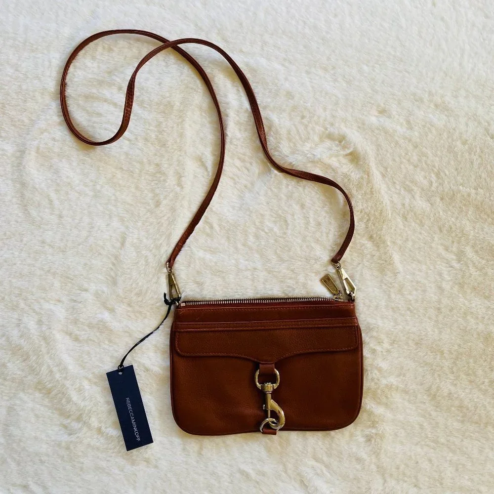 Rebecca Minkoff Skinny MAC Small Brown Leather Crossbody NEW with TAGS